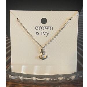 Crown & Ivy Gold Tone Chain‎ Necklace w/ Anchor Chain NWT